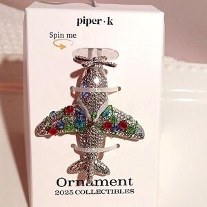 Gorgeous! Piper*K  Silver Sparkle Airplane Collectible Ornament ✈️